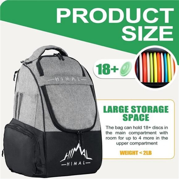 Disc Golf Bag with Large Capacity, Durable Disc Golf Backpack Holds 18+ Disc - Picture 1 of 12